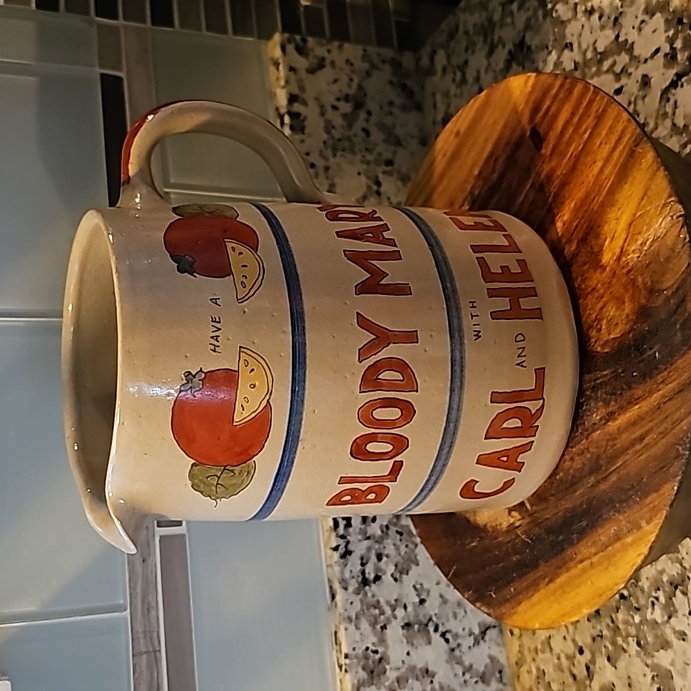 Vintage Bloody Mary Pitcher, Stoneware signed R. Griffin, 1977